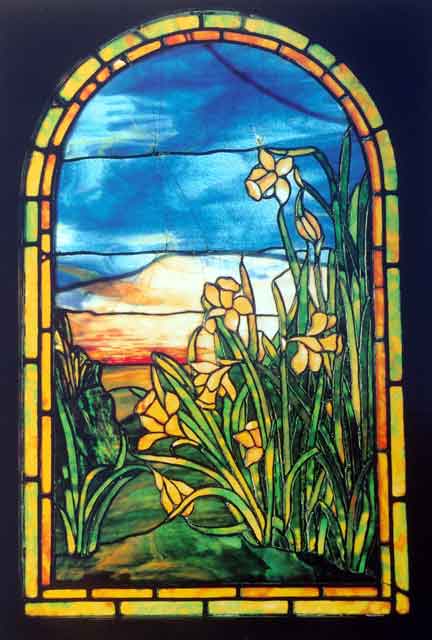 Louis Comfort Tiffany Window, c. 1916 Daffodils Leaded glass Tiffany Studios, New York City, 1902–32