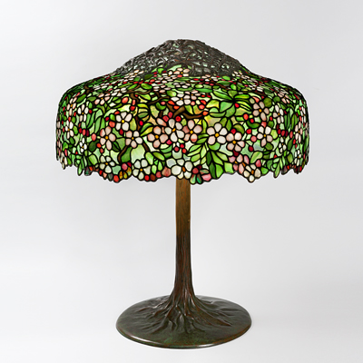 Cherry Blossom  Circa: 1900 Dimensions: 25¼'' diameter x 29'' high Stained Glass Lamp